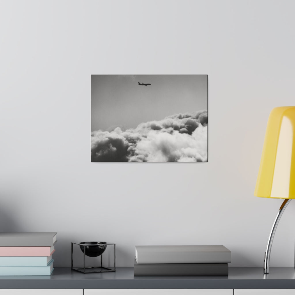 Airplane Fly Over Clouds Canvas Wall Art